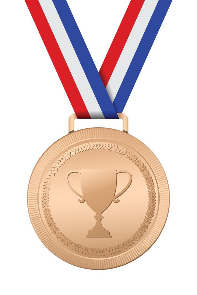 Realistic bronze medal mockup. Bronze medal with ribbon. Design winner bronze medal prize. Winner award medal. illustration vector