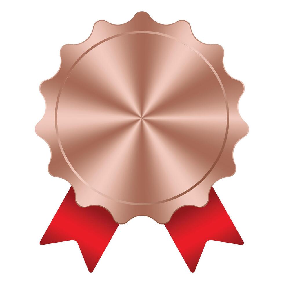 Bronze medal. Bronze medal with red ribbon. Design winner bronze medal prize. Red ribbon award with bronze medal. illustration vector