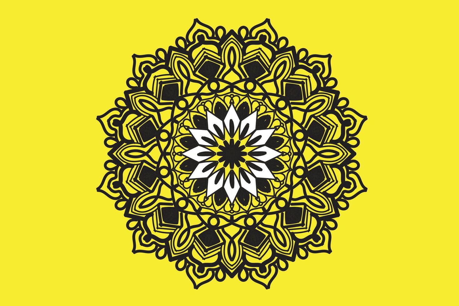Mandala design black , white and yellow vector