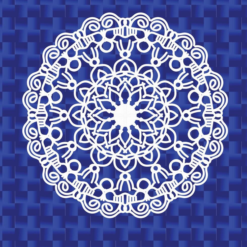 Mandala Design white and blue gradient . vector