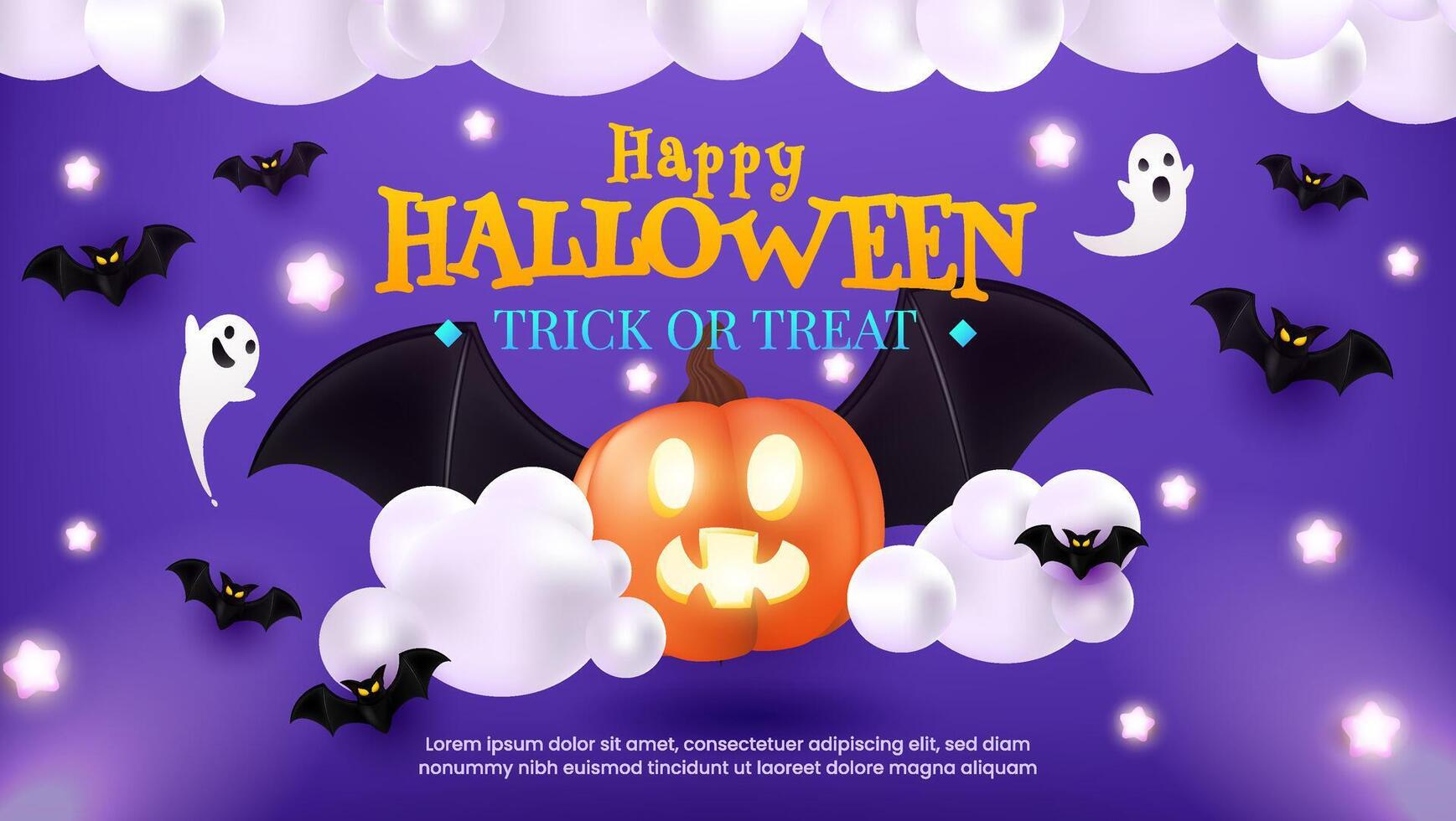 Cheerful Halloween backdrop featuring pumpkins, bats and flags. Perfect for a party flyer or invitation template vector
