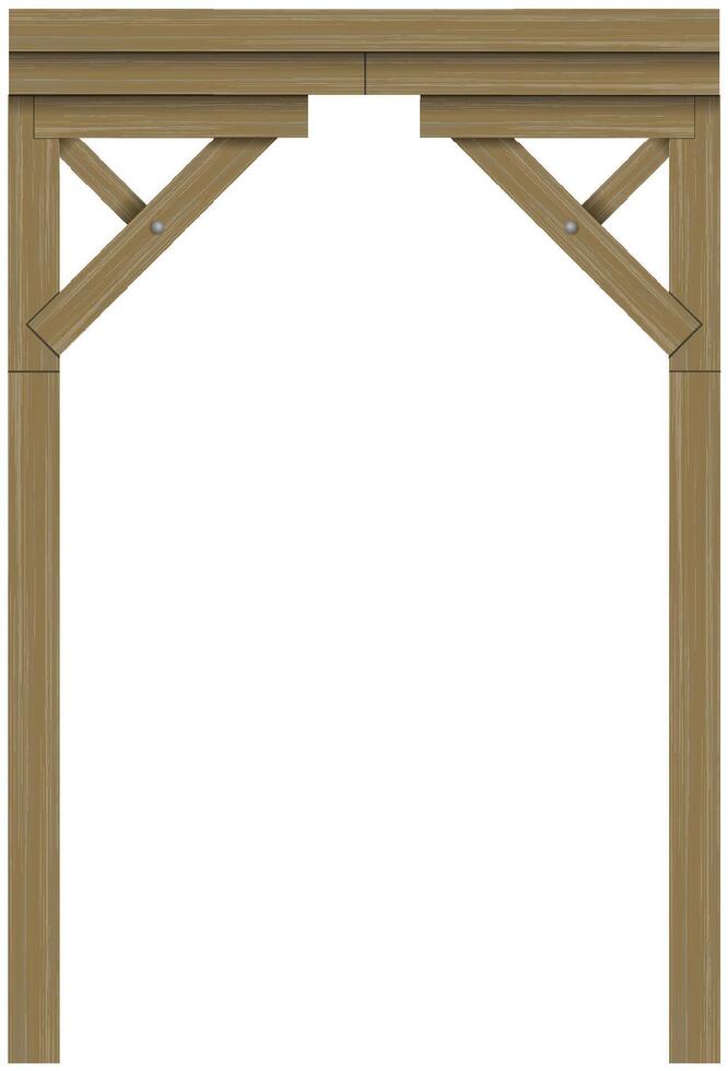 Wooden arch of portal door with columns vector