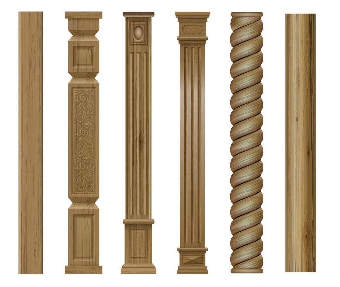 Set of classic wood columns vector