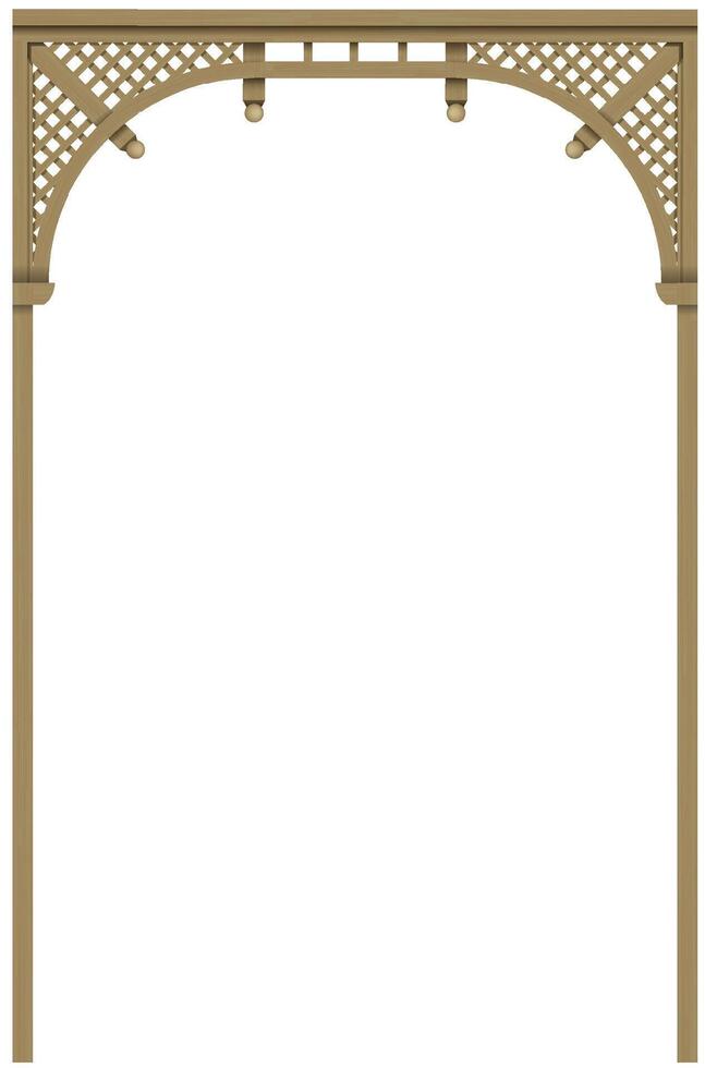 Wooden arch of portal door with columns vector