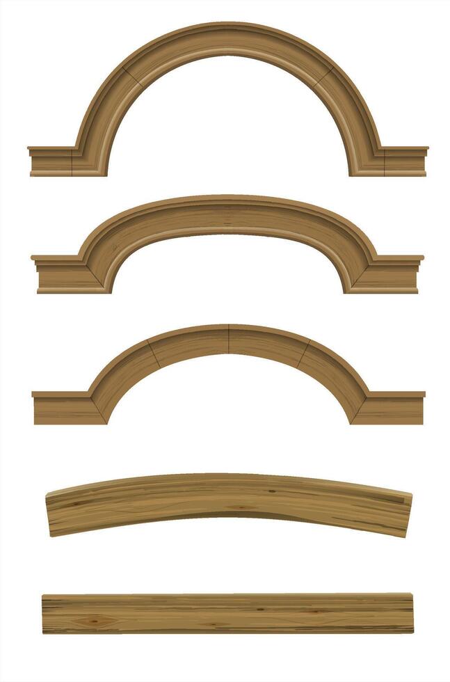 Wooden arch of portal door with columns vector