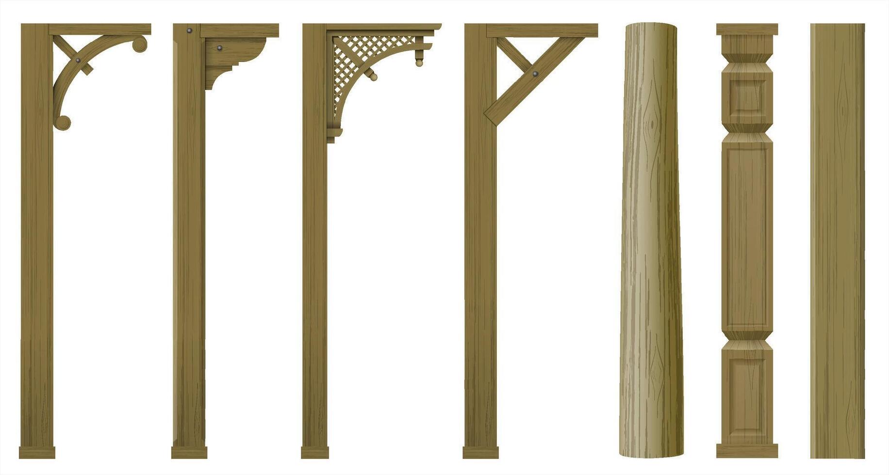 Set of classic wood columns vector