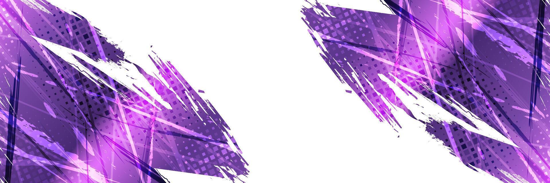Abstract Sport Background with Purple Gradient Brush Texture and Halftone Effect. Vibrant Grunge Background vector
