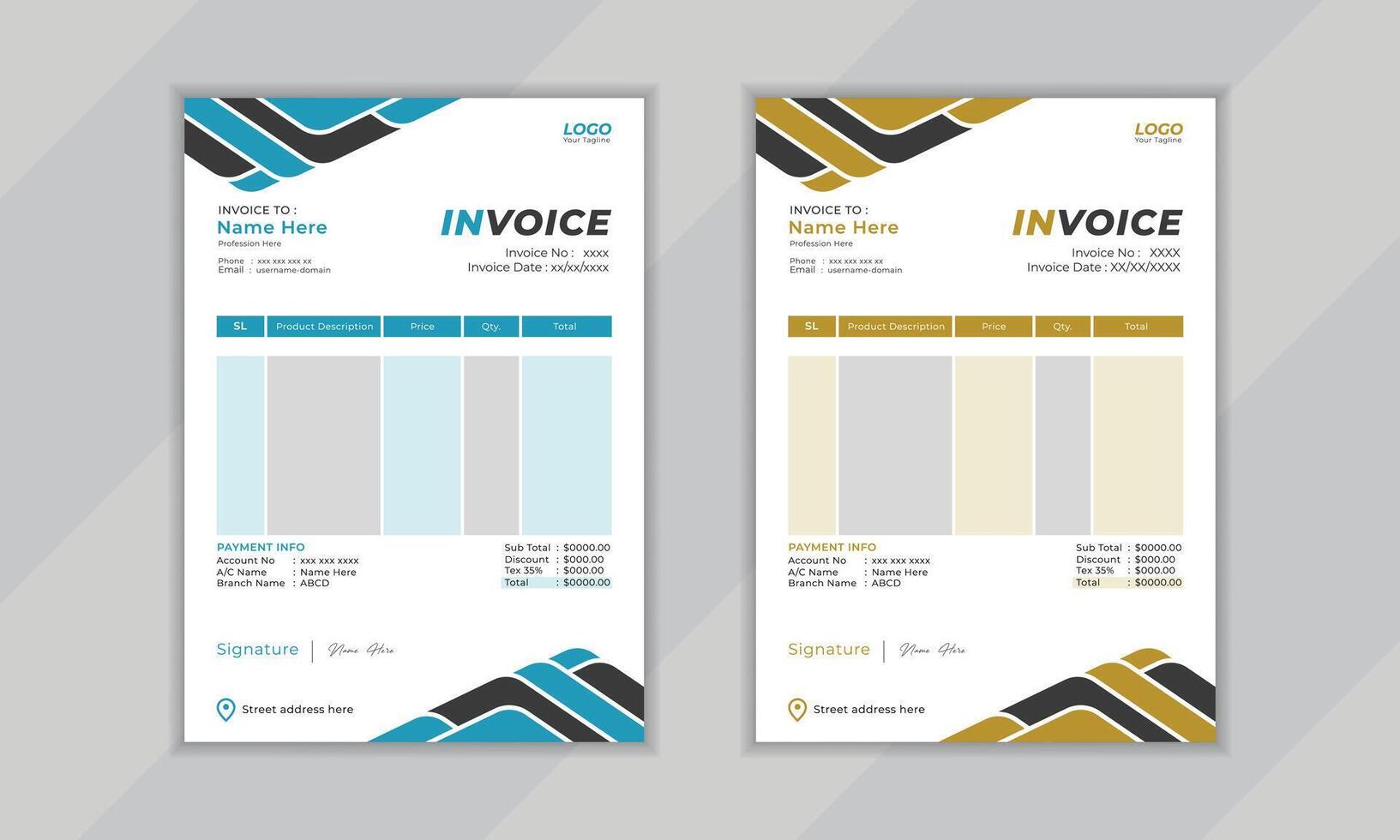 Simple clean vactor Invoice template design vector