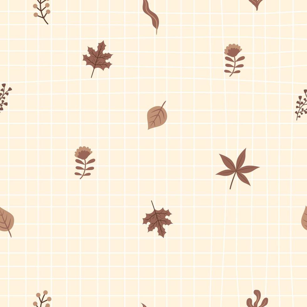 Seamless pattern with Autumn cute and cozy design elements. Factory pattern in warm shades vector