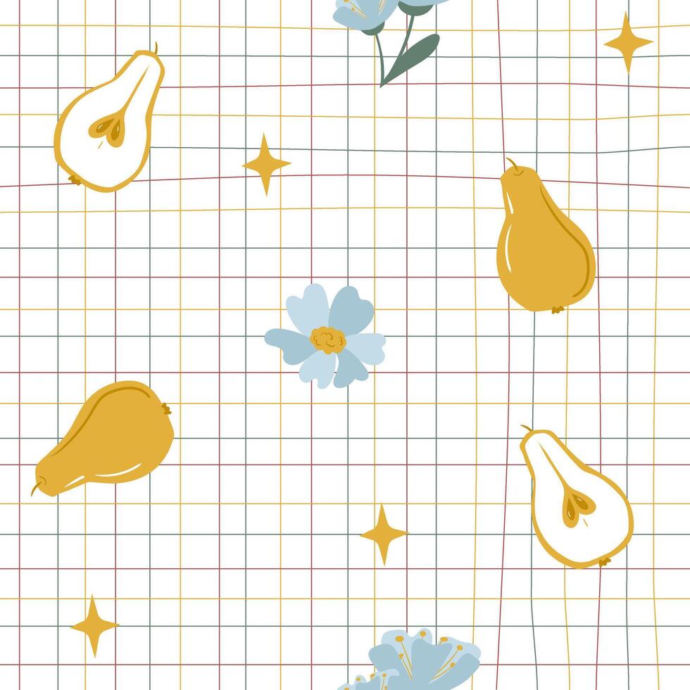 Seamless pattern with Autumn cute and cozy design elements. Factory pattern in warm shades. vector