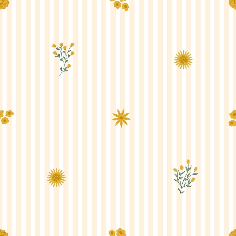 Seamless pattern with Autumn cute and cozy design elements. Factory pattern with foliage and plants in warm shades vector