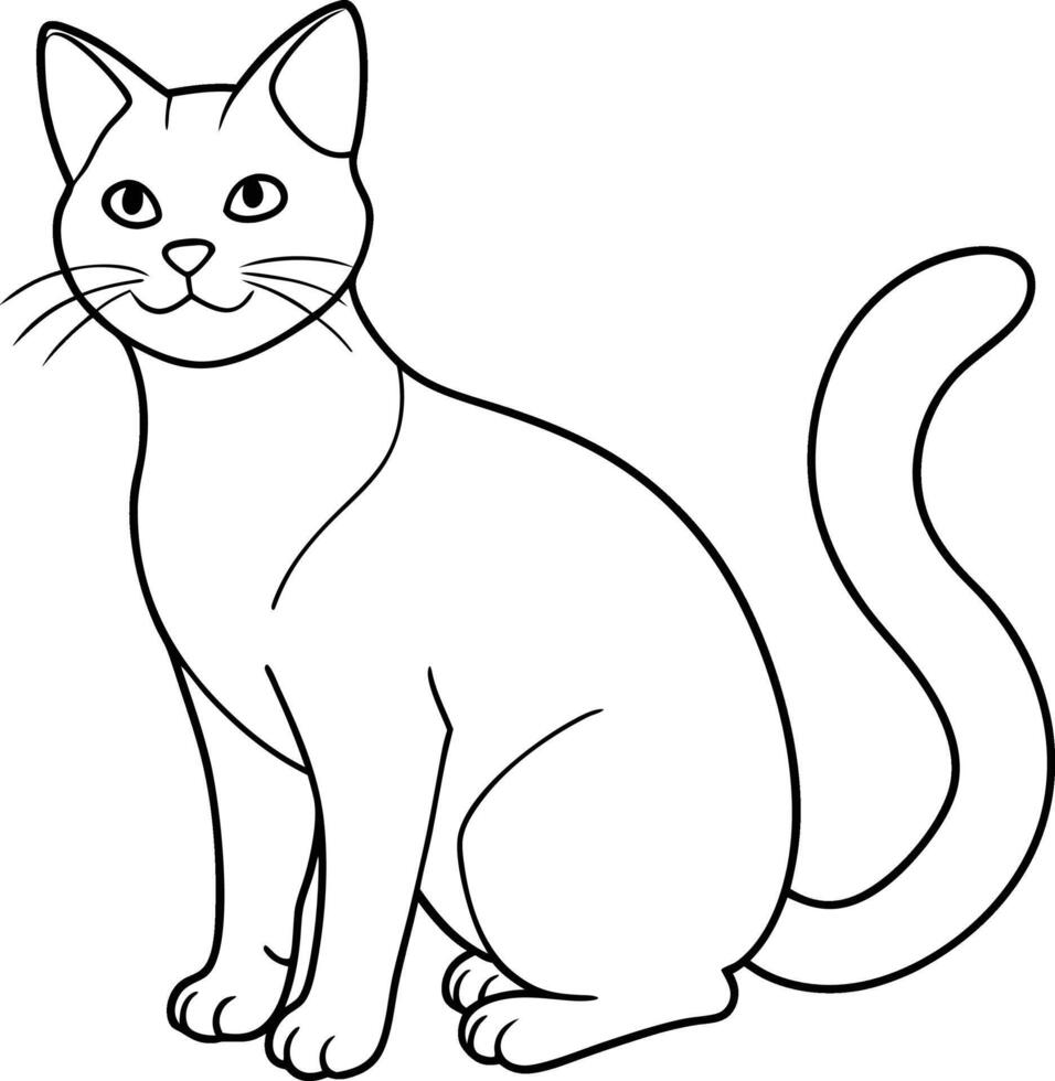 Playful Cat Cartoon Character Outline - Humorous Cat Illustration, Isolated on White Background vector