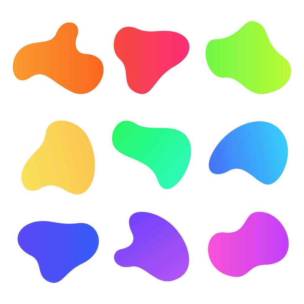 Colorful abstract shapes hand drawn creative elements fluid organic shapes vector