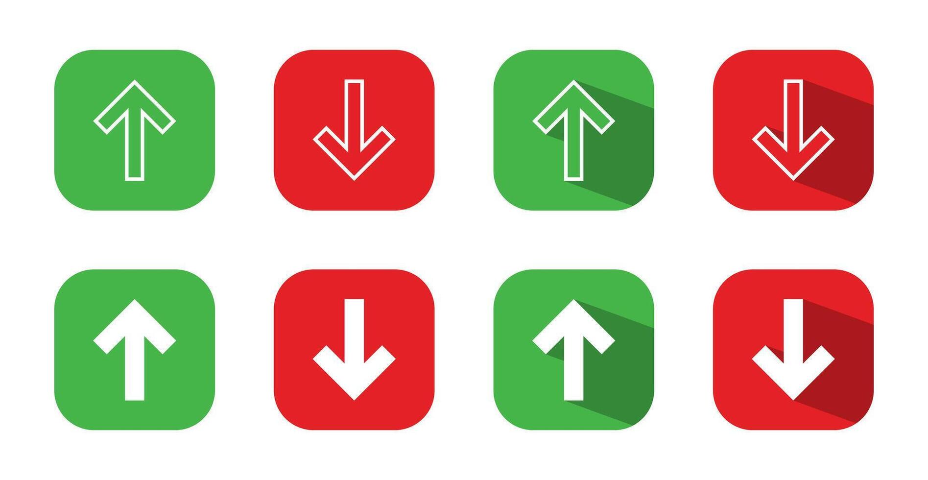 Up and down arrow icon set on square background vector