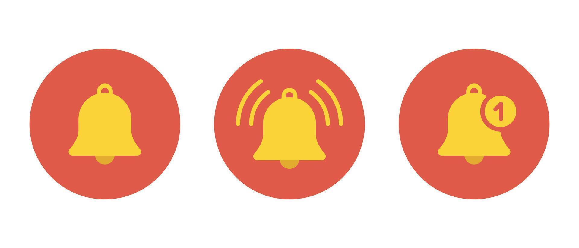 Bell notification icon set in flat design vector