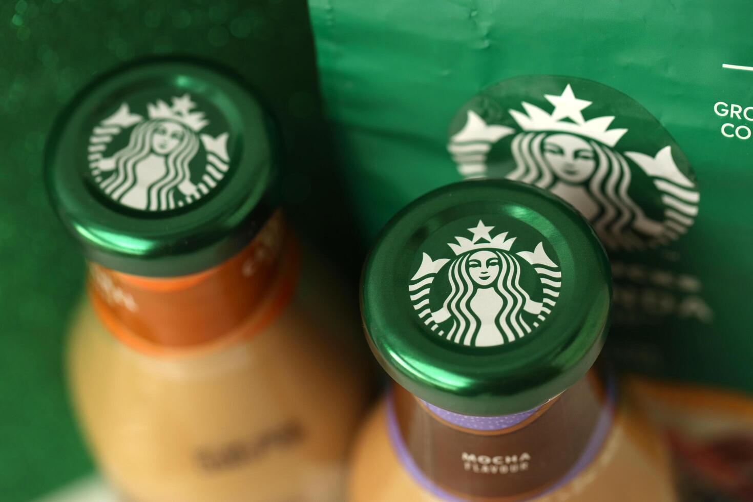 KYIV, UKRAINE - APRIL 20, 2024 Starbucks Frappuccino Coffee Drink. Seattle based Starbucks is the largest coffeehouse company in the world, with over 20,000 stores photo