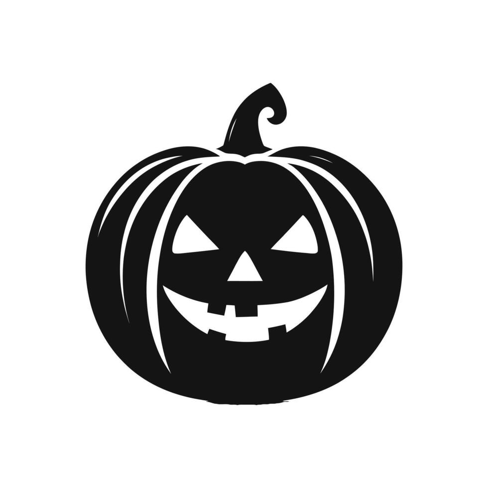 Halloween Pumpkin Illustration Angry Jack-O'-Lantern Silhouette for Holiday Graphics vector