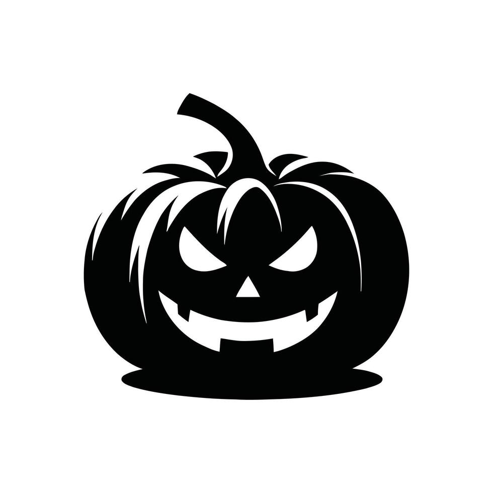 Halloween Pumpkin Illustration Angry Jack-O'-Lantern Silhouette for Holiday Graphics vector