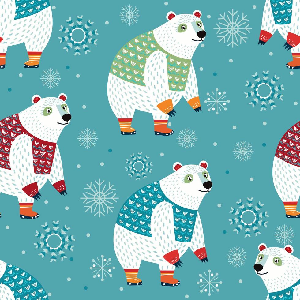 polar bears on a blue background vector