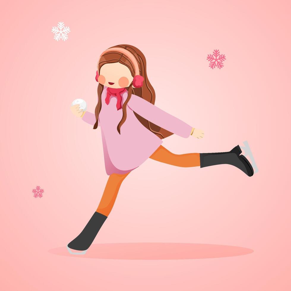 Women do skating in winter vector