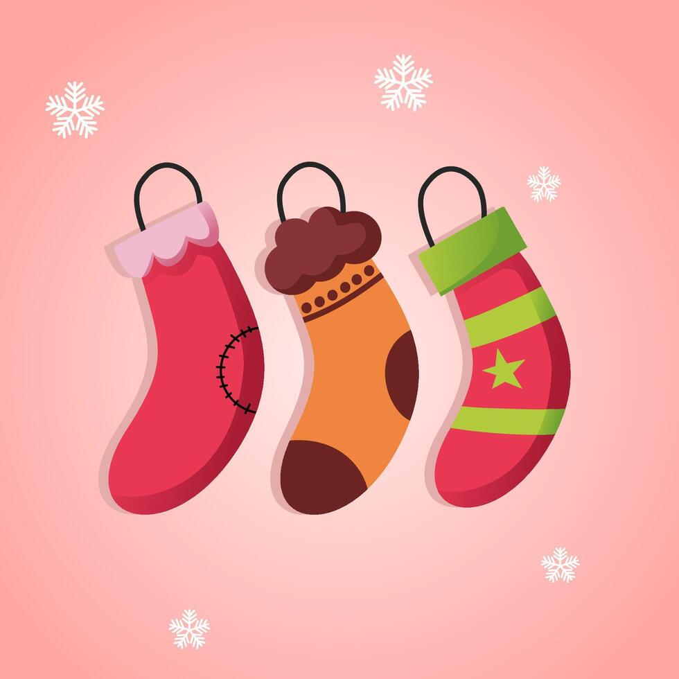Set stocking in winter illustration. Perfect for winter theme vector