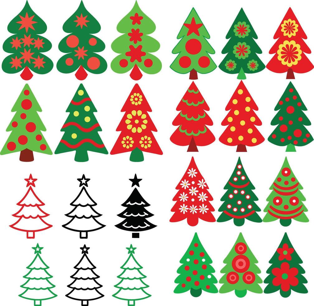 Festive Christmas Tree Designs Collection vector