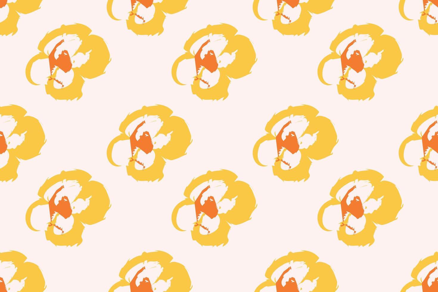 Naive floral pattern in the style of the 70s with groovy daisy flowers of natural tones. Retro design. Contemporary minimalistic trendy background for kids. Scandinavian nursery print. vector