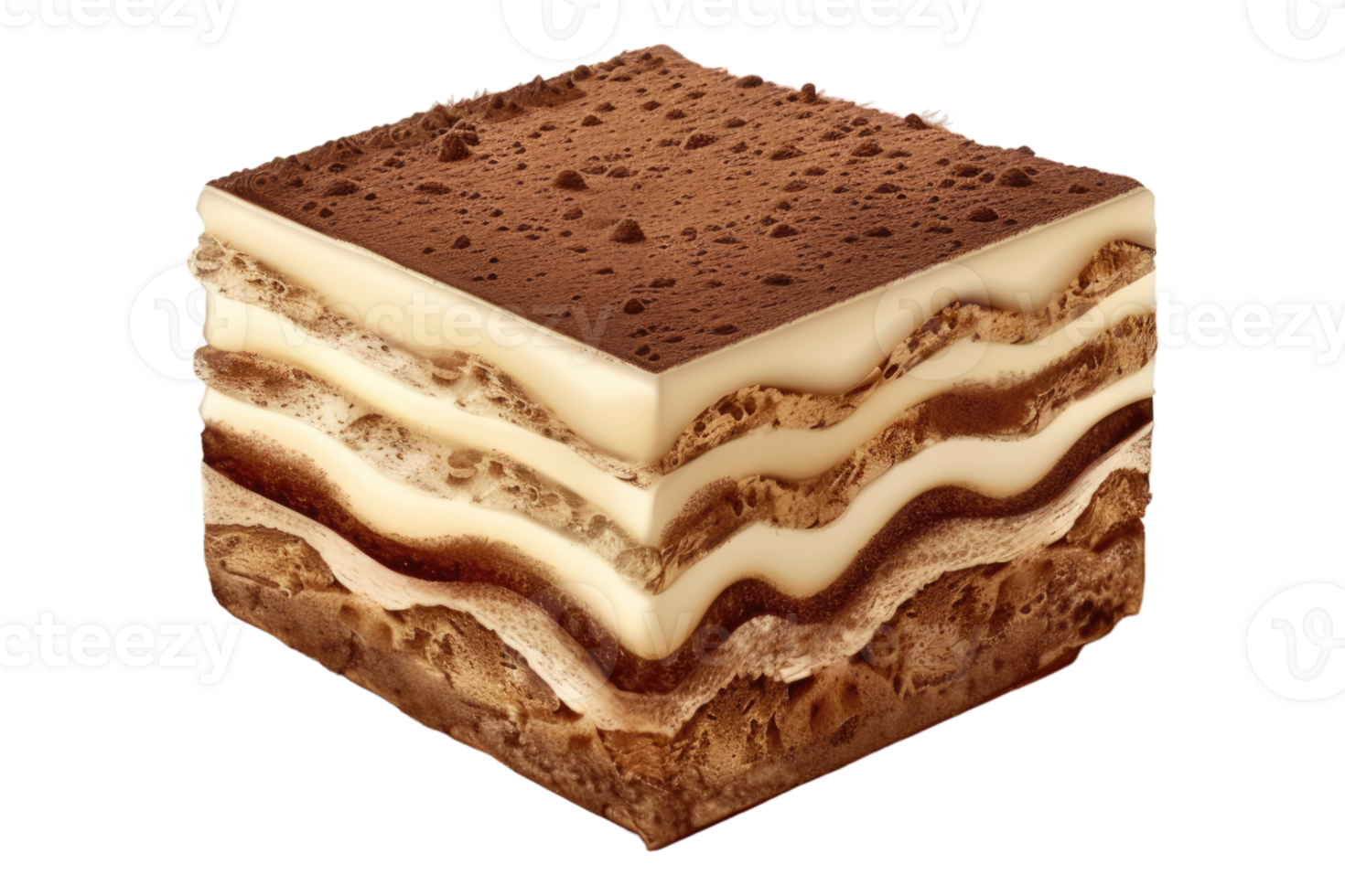 Tiramisu cake dessert isolated on transparent background. png