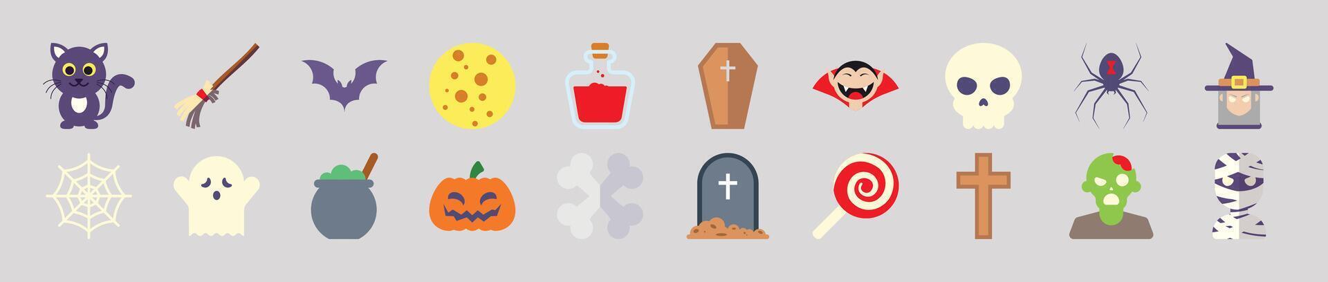 Halloween Icons in Flat Style. Suitable for infographics, books, banners and other designs vector