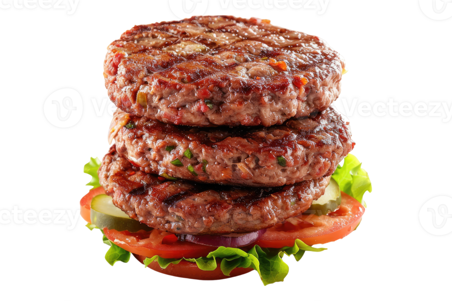 Raw beef burger patties isolated on transparent background. png
