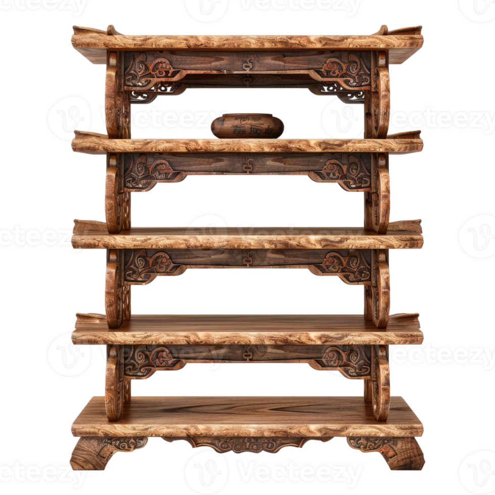 Classic wooden etagere isolated on transparent background png