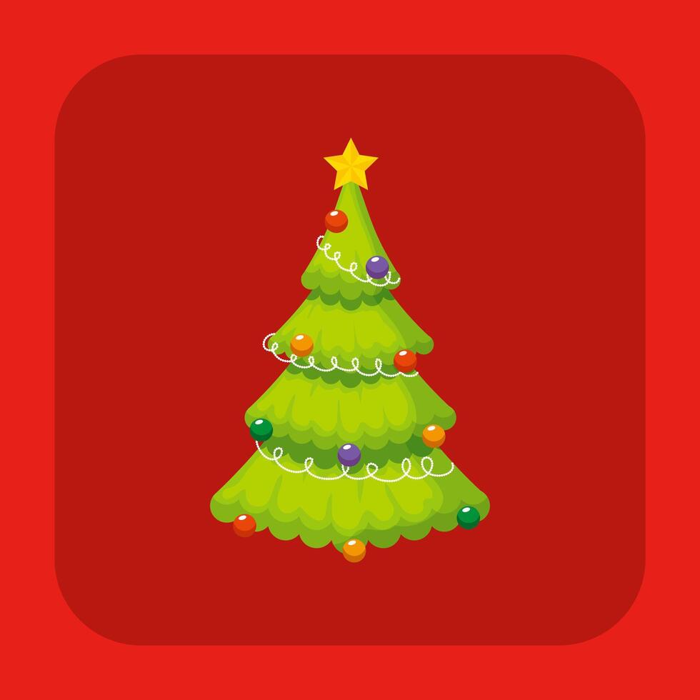Christmas Tree Illustration Icon vector