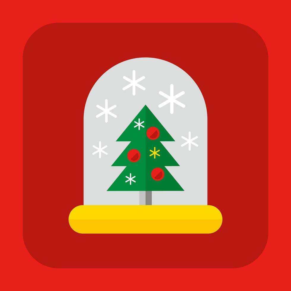 Christmas Tree in a Snow Globe Illustration Icon vector