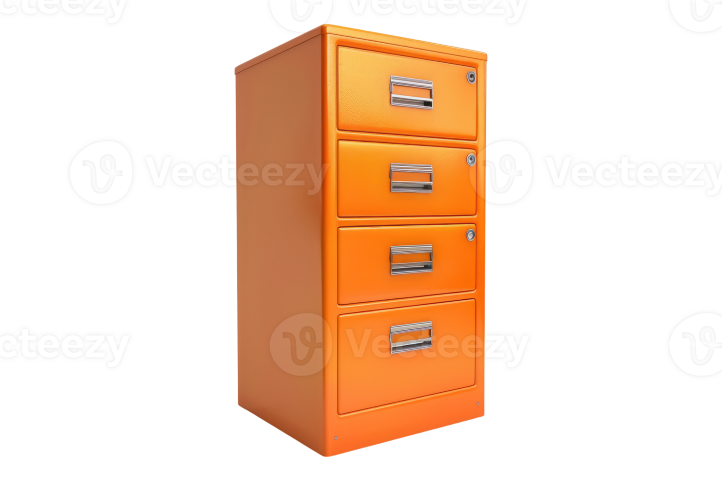 Orange office files cabinet isolated on transparent background. png