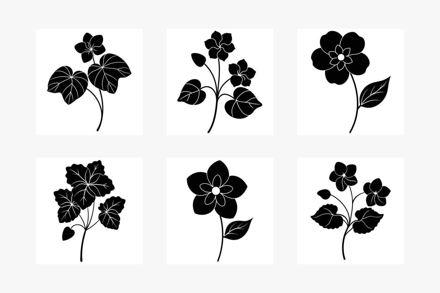 Begonia flower silhouette illustration vector
