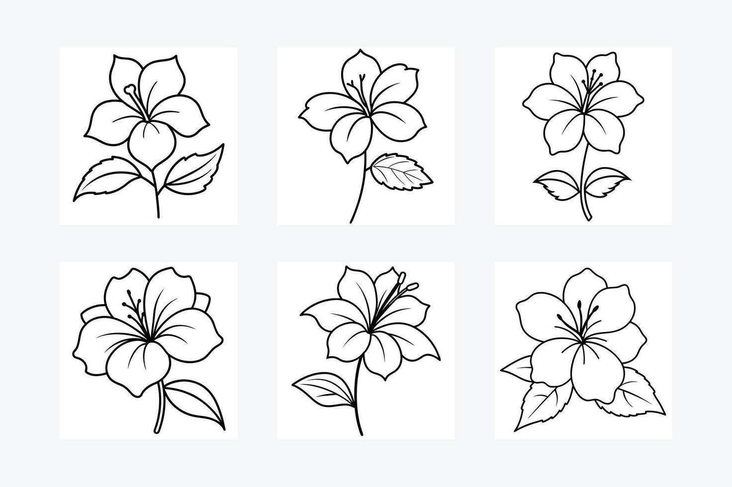 Hibiscus flower line art illustration vector