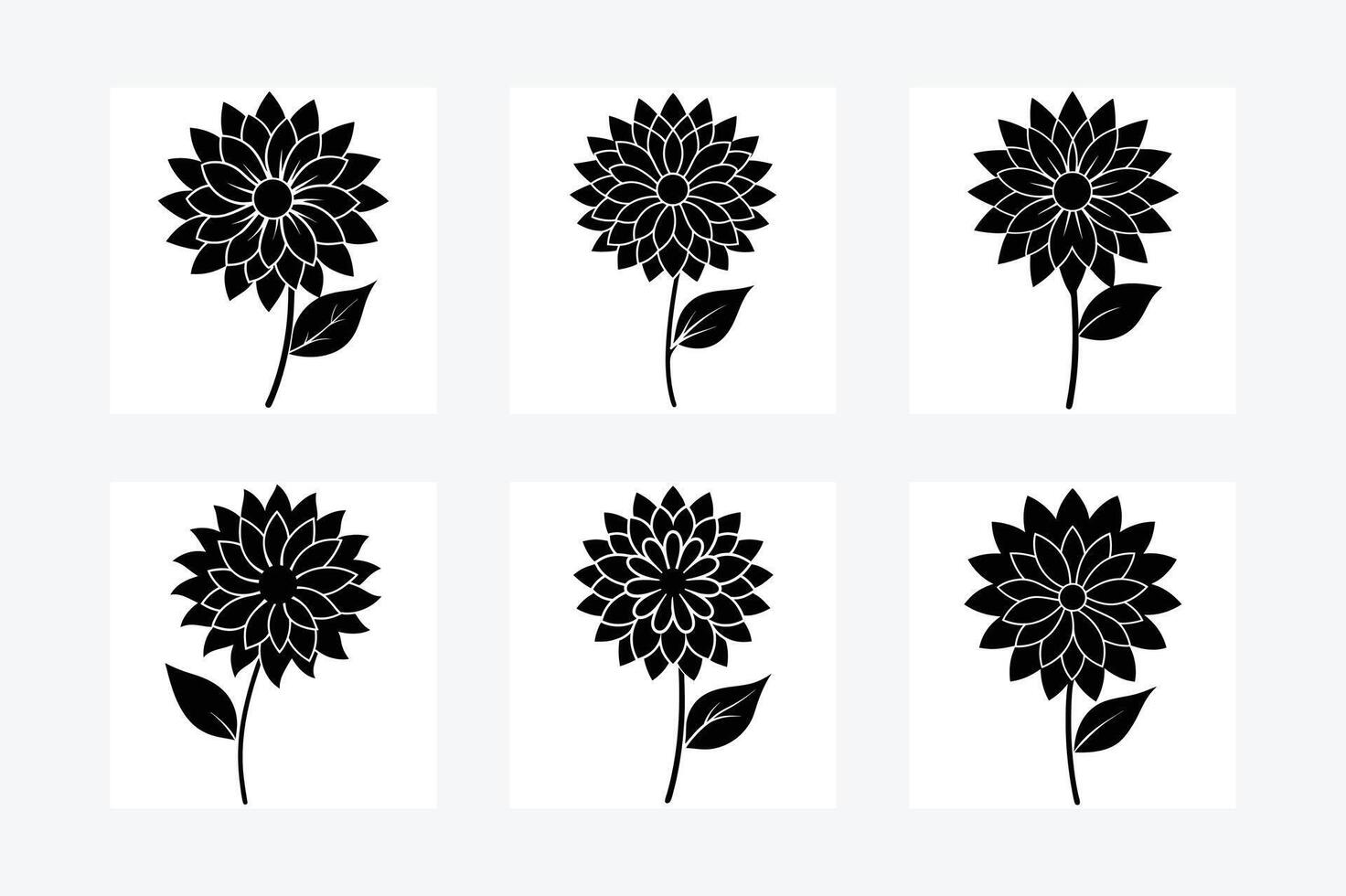 Dahlia flower silhouette illustration vector