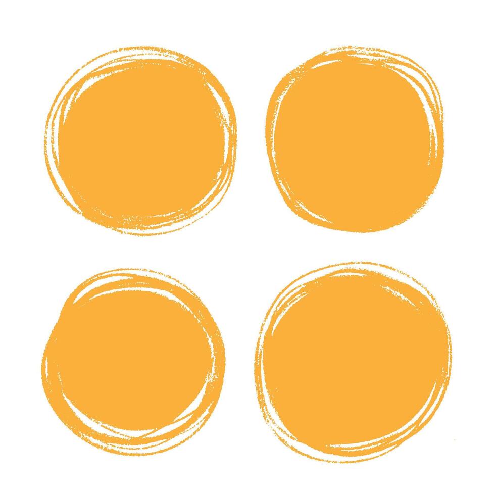 Orange grunge circle stamp set. Round stamp isolated on white background for text. For grunge badge, seal, ink vector
