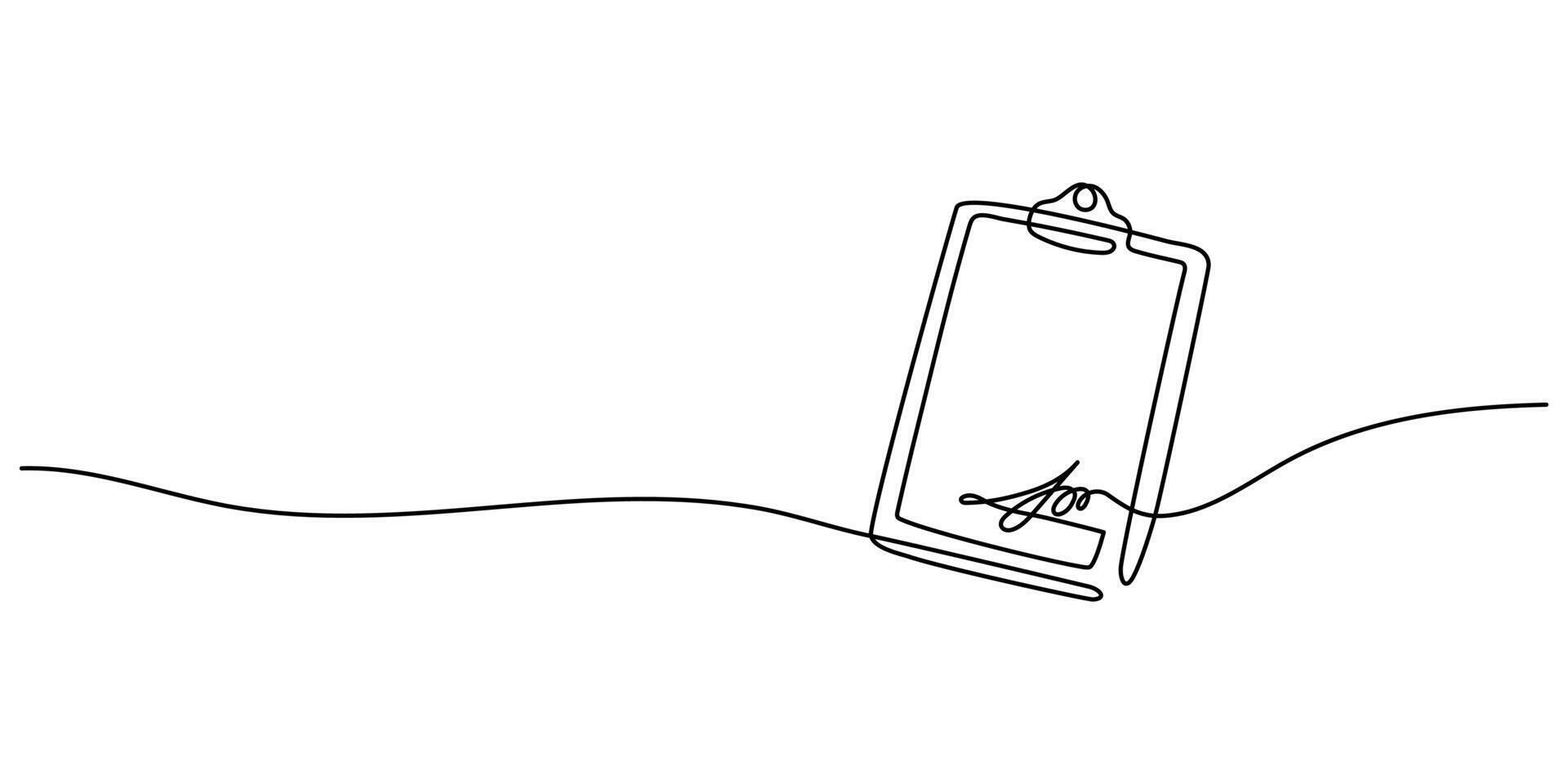 Sheet of continuous one-line drawing document signature. The concept of a thin document on a white background. One line drawing graphic design. Business concept, contract. illustration vector