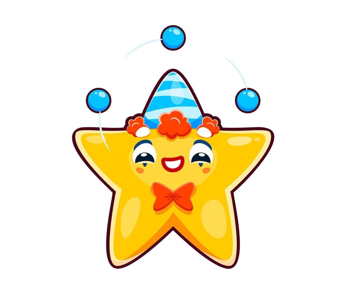Cartoon kawaii star clown character juggling balls vector