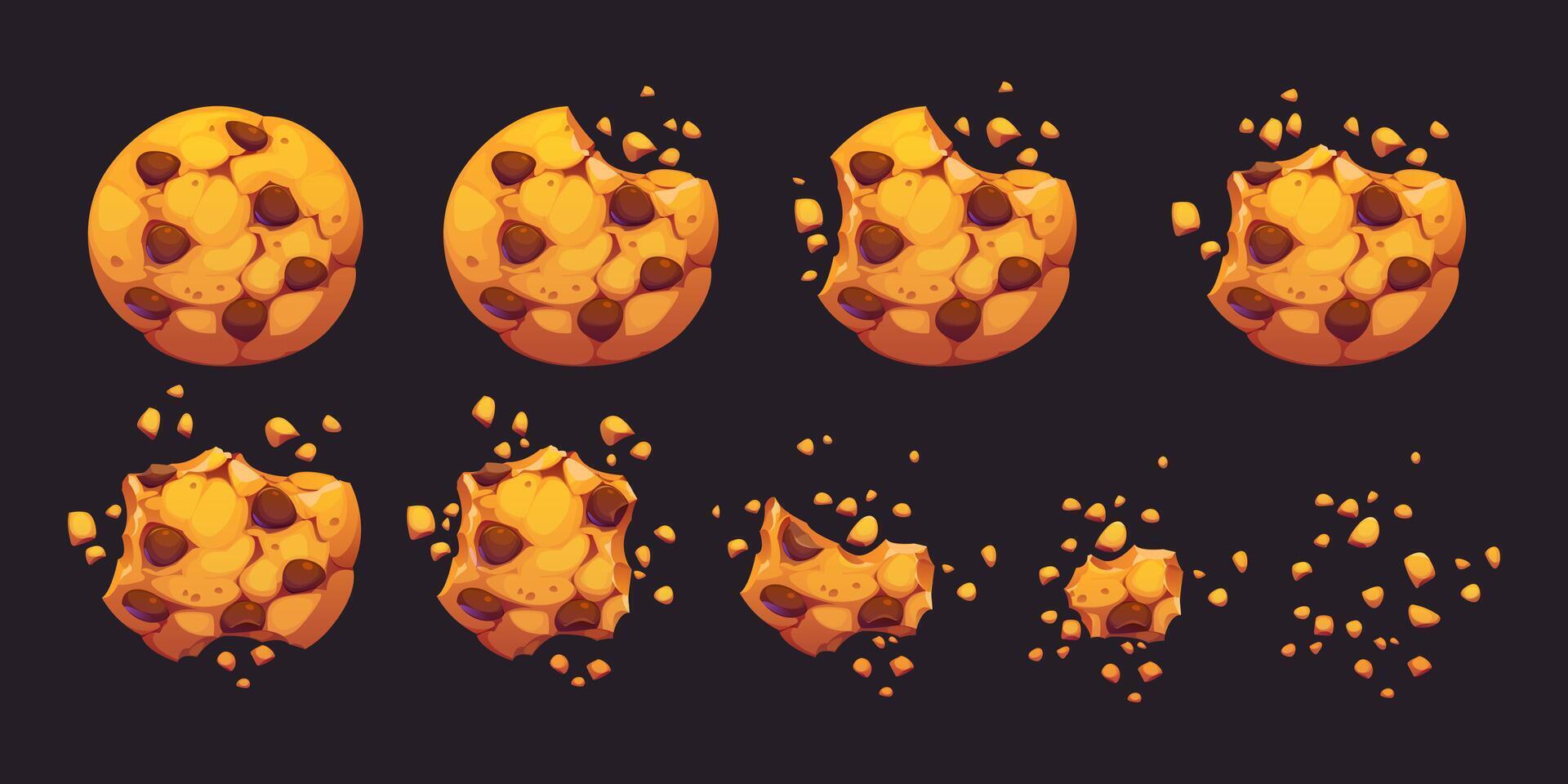 Crumble biscuit cookie animated cartoon sprite vector
