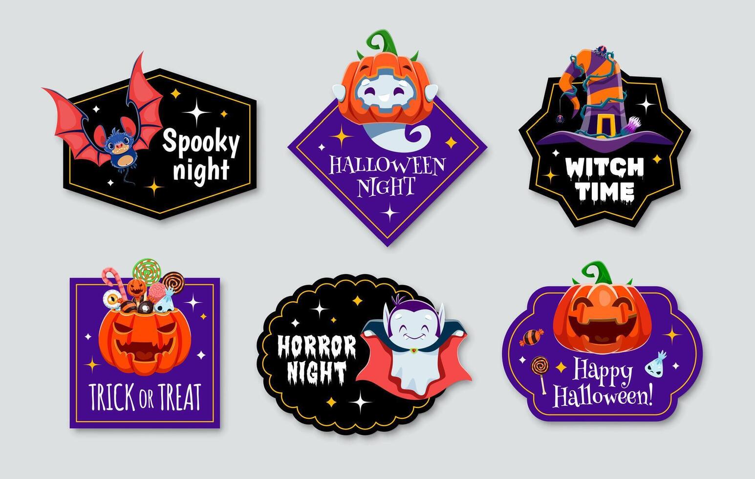 Halloween stickers feature spooky and fun designs vector