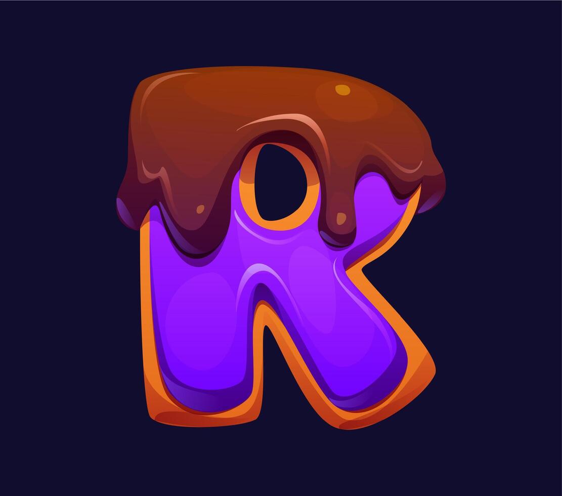 Letter R cartoon candy with a chocolate topping vector