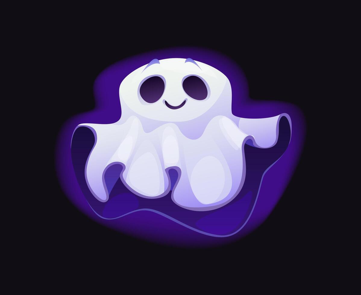 Cartoon Halloween ghost character, scary personage vector