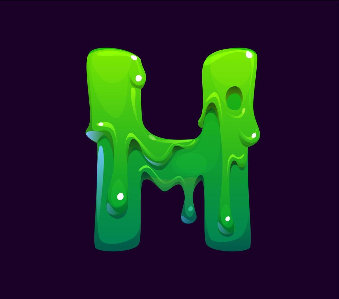 Letter H Halloween font, green gooey abc letter vector