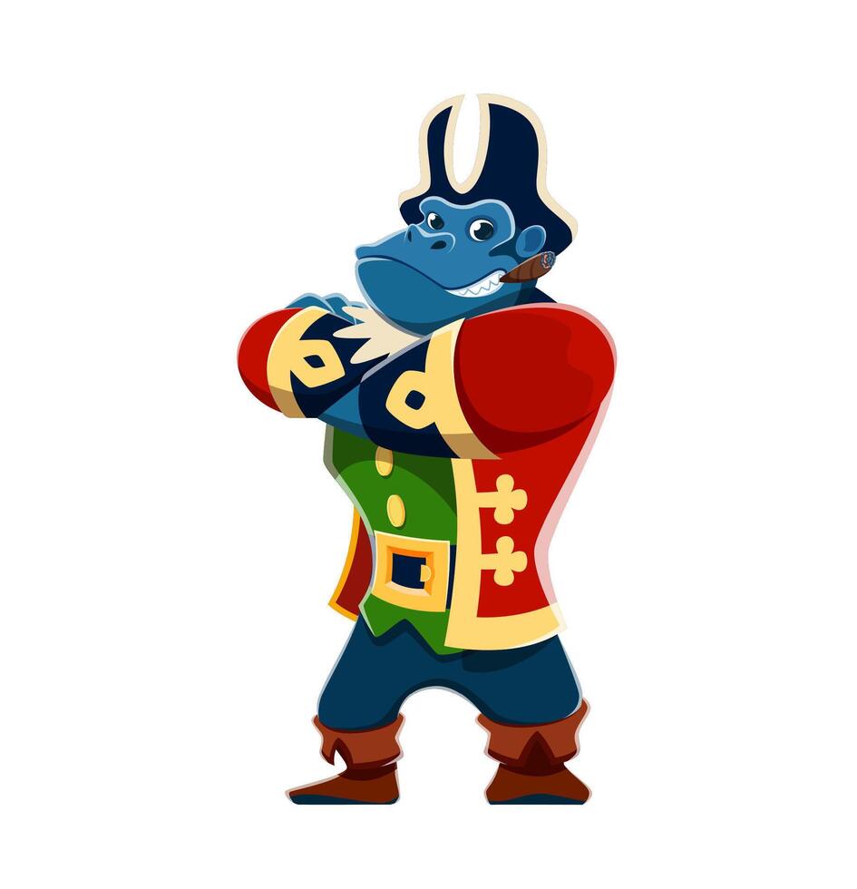 Cartoon gorilla monkey animal pirate character vector
