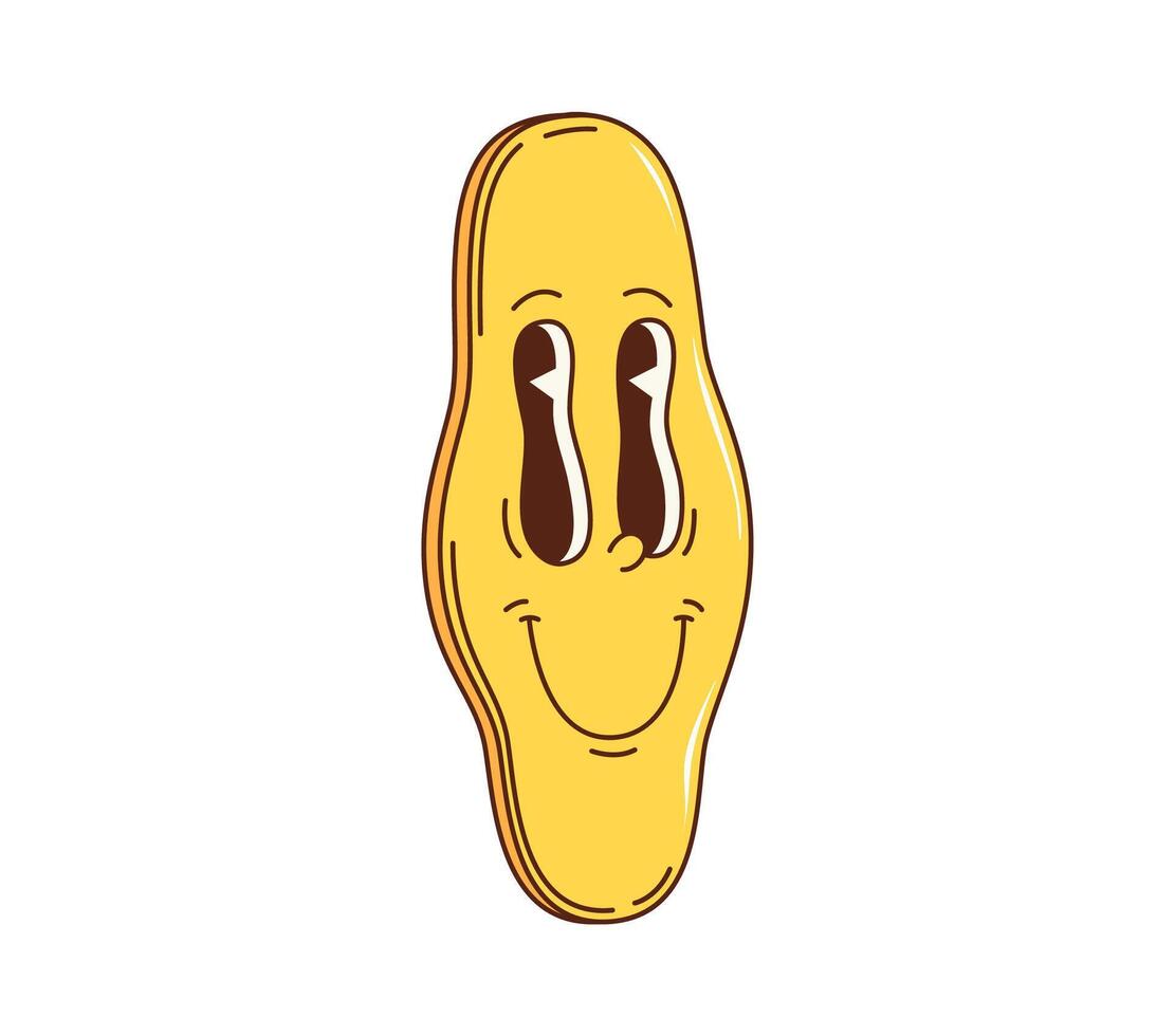 Cartoon retro 70s 80s hippie groovy face symbol vector