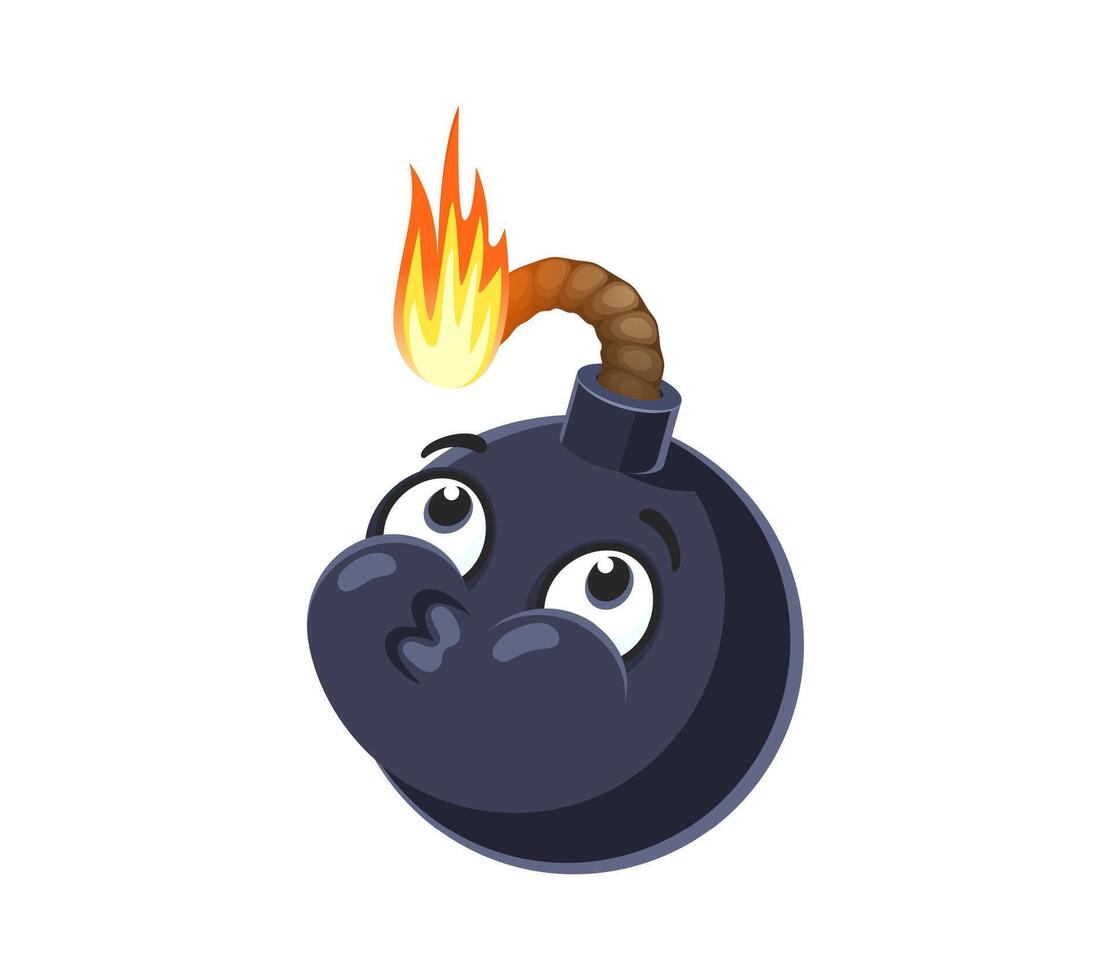Cartoon bomb character blowing out sparkling fuse vector