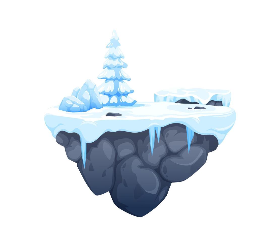 Arcade game platform with ice and snow, island vector