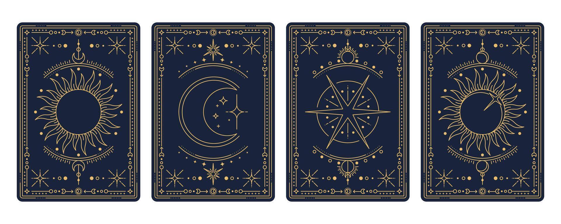 Tarot cards with magic occult and esoteric symbols vector